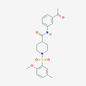 N-(3-acetylphenyl)-1-(2-methoxy-5-methylphenyl)sulfonylpiperidine-4-carboxamide