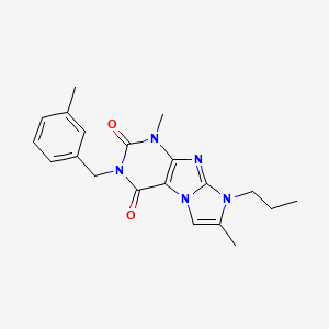 molecular formula C20H23N5O2 B4864498 1,7-dimethyl-3-[(3-methylphenyl)methyl]-8-propyl-1H,2H,3H,4H,8H-imidazo[1,2-g]purine-2,4-dione 