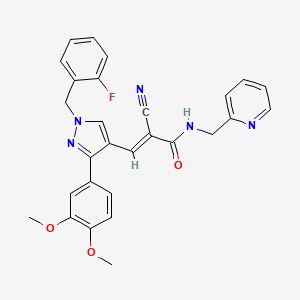 2-cyano-3-[3-(3,4-dimethoxyphenyl)-1-(2-fluorobenzyl)-1H-pyrazol-4-yl]-N-(2-pyridinylmethyl)acrylamide