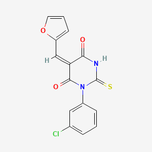 (5E)-1-(3-chlorophenyl)-5-(furan-2-ylmethylidene)-2-sulfanylidene-1,3-diazinane-4,6-dione