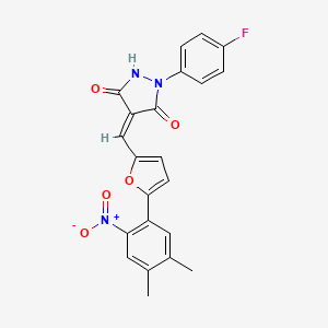 molecular formula C22H16FN3O5 B4864719 4-{[5-(4,5-dimethyl-2-nitrophenyl)-2-furyl]methylene}-1-(4-fluorophenyl)-3,5-pyrazolidinedione 