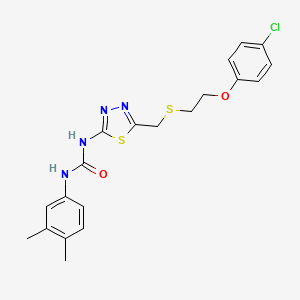 molecular formula C20H21ClN4O2S2 B4864850 1-[5-[2-(4-Chlorophenoxy)ethylsulfanylmethyl]-1,3,4-thiadiazol-2-yl]-3-(3,4-dimethylphenyl)urea 