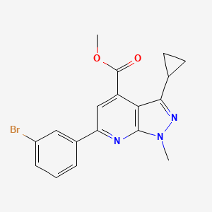 methyl 6-(3-bromophenyl)-3-cyclopropyl-1-methyl-1H-pyrazolo[3,4-b]pyridine-4-carboxylate