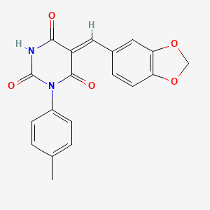 molecular formula C19H14N2O5 B4864882 (5Z)-5-(1,3-benzodioxol-5-ylmethylidene)-1-(4-methylphenyl)-1,3-diazinane-2,4,6-trione 