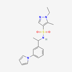 molecular formula C18H22N4O2S B4864953 1-ETHYL-5-METHYL-N~4~-{1-[3-(1H-PYRROL-1-YL)PHENYL]ETHYL}-1H-PYRAZOLE-4-SULFONAMIDE 