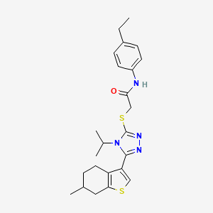 molecular formula C24H30N4OS2 B4864961 N-(4-ethylphenyl)-2-{[5-(6-methyl-4,5,6,7-tetrahydro-1-benzothiophen-3-yl)-4-(propan-2-yl)-4H-1,2,4-triazol-3-yl]sulfanyl}acetamide 