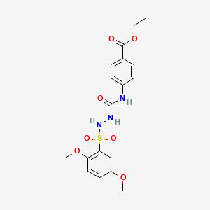 molecular formula C18H21N3O7S B4865063 ethyl 4-[({2-[(2,5-dimethoxyphenyl)sulfonyl]hydrazino}carbonyl)amino]benzoate 