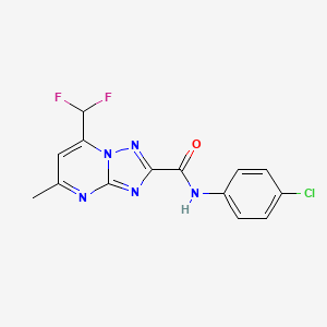 molecular formula C14H10ClF2N5O B4865098 N-(4-chlorophenyl)-7-(difluoromethyl)-5-methyl[1,2,4]triazolo[1,5-a]pyrimidine-2-carboxamide 