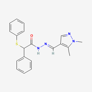 molecular formula C20H20N4OS B4865101 N'-[(E)-(1,5-dimethyl-1H-pyrazol-4-yl)methylidene]-2-phenyl-2-(phenylsulfanyl)acetohydrazide 