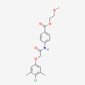 molecular formula C20H22ClNO5 B4865187 2-methoxyethyl 4-{[(4-chloro-3,5-dimethylphenoxy)acetyl]amino}benzoate 