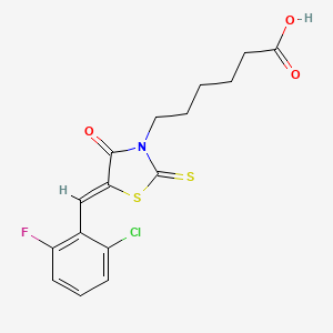 6-[(5Z)-5-[(2-chloro-6-fluorophenyl)methylidene]-4-oxo-2-sulfanylidene-1,3-thiazolidin-3-yl]hexanoic acid