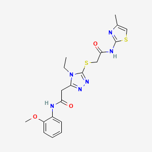 2-[(4-ethyl-5-{2-[(2-methoxyphenyl)amino]-2-oxoethyl}-4H-1,2,4-triazol-3-yl)sulfanyl]-N-(4-methyl-1,3-thiazol-2-yl)acetamide