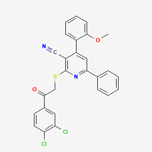 molecular formula C27H18Cl2N2O2S B4865527 2-{[2-(3,4-Dichlorophenyl)-2-oxoethyl]sulfanyl}-4-(2-methoxyphenyl)-6-phenylpyridine-3-carbonitrile 