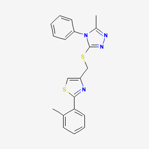 molecular formula C20H18N4S2 B4865530 [2-(2-METHYLPHENYL)-1,3-THIAZOL-4-YL]METHYL (5-METHYL-4-PHENYL-4H-1,2,4-TRIAZOL-3-YL) SULFIDE 