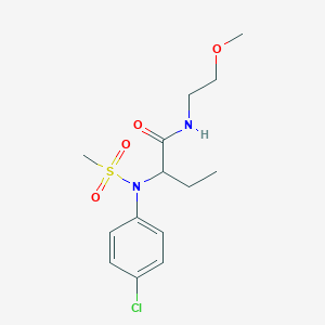 molecular formula C14H21ClN2O4S B4865640 2-[(4-chlorophenyl)(methylsulfonyl)amino]-N-(2-methoxyethyl)butanamide 