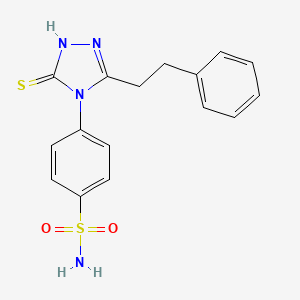 molecular formula C16H16N4O2S2 B4865696 4-[3-mercapto-5-(2-phenylethyl)-4H-1,2,4-triazol-4-yl]benzenesulfonamide 