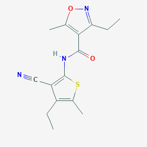 molecular formula C15H17N3O2S B4865740 N-(3-CYANO-4-ETHYL-5-METHYLTHIOPHEN-2-YL)-3-ETHYL-5-METHYL-12-OXAZOLE-4-CARBOXAMIDE 