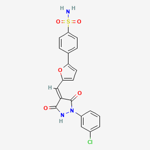 molecular formula C20H14ClN3O5S B4865741 4-(5-{[1-(3-chlorophenyl)-3,5-dioxo-4-pyrazolidinylidene]methyl}-2-furyl)benzenesulfonamide 