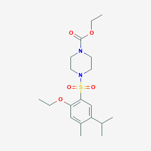 molecular formula C19H30N2O5S B486577 Ethyl 4-[(2-ethoxy-5-isopropyl-4-methylphenyl)sulfonyl]-1-piperazinecarboxylate CAS No. 791843-88-4