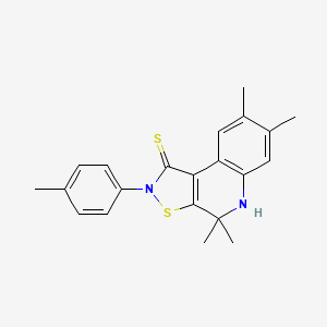 molecular formula C21H22N2S2 B4865785 4,4,7,8-tetramethyl-2-(4-methylphenyl)-4,5-dihydroisothiazolo[5,4-c]quinoline-1(2H)-thione 