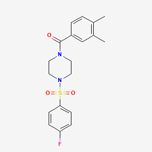 molecular formula C19H21FN2O3S B4865875 (3,4-DIMETHYLPHENYL){4-[(4-FLUOROPHENYL)SULFONYL]PIPERAZINO}METHANONE 