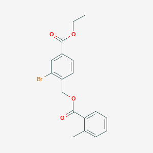 molecular formula C18H17BrO4 B4865876 ethyl 3-bromo-4-{[(2-methylbenzoyl)oxy]methyl}benzoate 