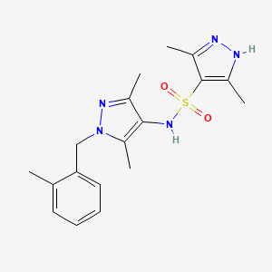 molecular formula C18H23N5O2S B4865919 N~4~-[3,5-DIMETHYL-1-(2-METHYLBENZYL)-1H-PYRAZOL-4-YL]-3,5-DIMETHYL-1H-PYRAZOLE-4-SULFONAMIDE 