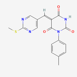 molecular formula C17H14N4O3S B4865928 1-(4-methylphenyl)-5-{[2-(methylthio)-5-pyrimidinyl]methylene}-2,4,6(1H,3H,5H)-pyrimidinetrione 