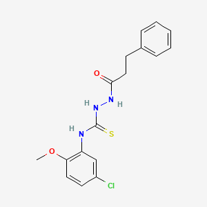 molecular formula C17H18ClN3O2S B4865979 N-(5-chloro-2-methoxyphenyl)-2-(3-phenylpropanoyl)hydrazinecarbothioamide 