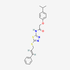 molecular formula C22H23N3O2S2 B4866015 2-(4-isopropylphenoxy)-N-{5-[(3-phenyl-2-propen-1-yl)thio]-1,3,4-thiadiazol-2-yl}acetamide 