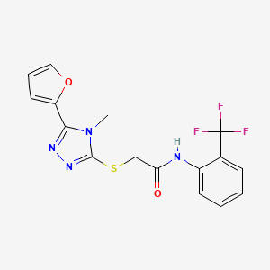 molecular formula C16H13F3N4O2S B4866095 2-{[5-(furan-2-yl)-4-methyl-4H-1,2,4-triazol-3-yl]sulfanyl}-N-[2-(trifluoromethyl)phenyl]acetamide 