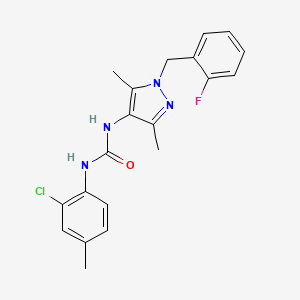 molecular formula C20H20ClFN4O B4866102 N-(2-chloro-4-methylphenyl)-N'-[1-(2-fluorobenzyl)-3,5-dimethyl-1H-pyrazol-4-yl]urea 