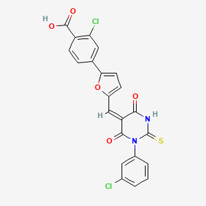 2-chloro-4-(5-{(E)-[1-(3-chlorophenyl)-4,6-dioxo-2-thioxotetrahydropyrimidin-5(2H)-ylidene]methyl}furan-2-yl)benzoic acid