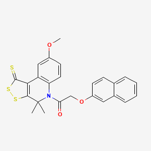 molecular formula C25H21NO3S3 B4866175 1-(8-methoxy-4,4-dimethyl-1-thioxo-1,4-dihydro-5H-[1,2]dithiolo[3,4-c]quinolin-5-yl)-2-(naphthalen-2-yloxy)ethanone 