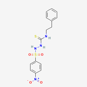 molecular formula C15H16N4O4S2 B4866209 2-[(4-nitrophenyl)sulfonyl]-N-(2-phenylethyl)hydrazinecarbothioamide 