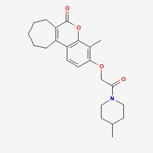 molecular formula C23H29NO4 B4866223 4-METHYL-3-[2-(4-METHYLPIPERIDIN-1-YL)-2-OXOETHOXY]-6H,7H,8H,9H,10H,11H-CYCLOHEPTA[C]CHROMEN-6-ONE 