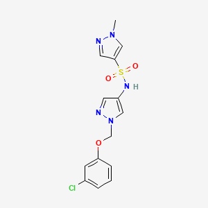 molecular formula C14H14ClN5O3S B4866233 N~4~-{1-[(3-CHLOROPHENOXY)METHYL]-1H-PYRAZOL-4-YL}-1-METHYL-1H-PYRAZOLE-4-SULFONAMIDE 