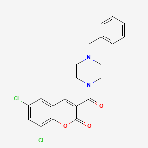 molecular formula C21H18Cl2N2O3 B4866255 3-(4-BENZYLPIPERAZINE-1-CARBONYL)-6,8-DICHLORO-2H-CHROMEN-2-ONE 