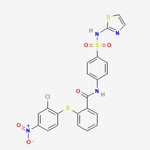 molecular formula C22H15ClN4O5S3 B4866273 2-[(2-chloro-4-nitrophenyl)thio]-N-{4-[(1,3-thiazol-2-ylamino)sulfonyl]phenyl}benzamide 