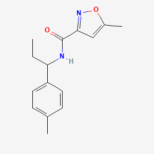 molecular formula C15H18N2O2 B4866307 5-methyl-N-[1-(4-methylphenyl)propyl]-1,2-oxazole-3-carboxamide 