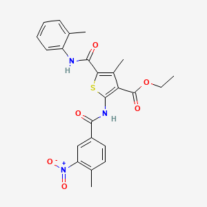 molecular formula C24H23N3O6S B4866388 Ethyl 4-methyl-2-(4-methyl-3-nitrobenzamido)-5-[(2-methylphenyl)carbamoyl]thiophene-3-carboxylate 