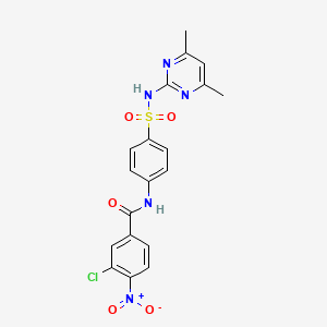 molecular formula C19H16ClN5O5S B4866418 3-chloro-N-(4-{[(4,6-dimethyl-2-pyrimidinyl)amino]sulfonyl}phenyl)-4-nitrobenzamide 