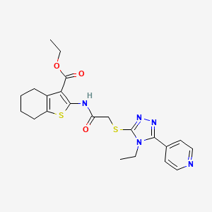 molecular formula C22H25N5O3S2 B4866773 ETHYL 2-(2-{[4-ETHYL-5-(PYRIDIN-4-YL)-4H-1,2,4-TRIAZOL-3-YL]SULFANYL}ACETAMIDO)-4,5,6,7-TETRAHYDRO-1-BENZOTHIOPHENE-3-CARBOXYLATE 