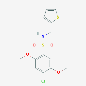 molecular formula C13H14ClNO4S2 B486690 4-chloro-2,5-dimethoxy-N-(2-thienylmethyl)benzenesulfonamide CAS No. 794548-08-6