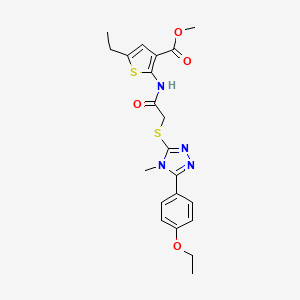 molecular formula C21H24N4O4S2 B4866968 methyl 2-[({[5-(4-ethoxyphenyl)-4-methyl-4H-1,2,4-triazol-3-yl]thio}acetyl)amino]-5-ethyl-3-thiophenecarboxylate 