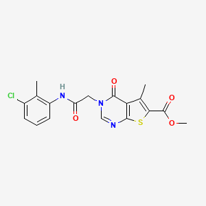 molecular formula C18H16ClN3O4S B4867160 Methyl 3-[2-(3-chloro-2-methylanilino)-2-oxoethyl]-5-methyl-4-oxothieno[2,3-d]pyrimidine-6-carboxylate 