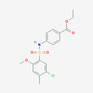 molecular formula C17H18ClNO5S B486743 Ethyl 4-{[(5-chloro-2-methoxy-4-methylphenyl)sulfonyl]amino}benzoate CAS No. 794548-50-8