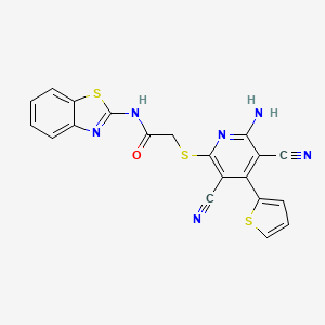 2-(6-amino-3,5-dicyano-4-thiophen-2-ylpyridin-2-yl)sulfanyl-N-(1,3-benzothiazol-2-yl)acetamide