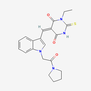 (5E)-1-ethyl-5-[[1-(2-oxo-2-pyrrolidin-1-ylethyl)indol-3-yl]methylidene]-2-sulfanylidene-1,3-diazinane-4,6-dione