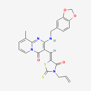 3-[(3-allyl-4-oxo-2-thioxo-1,3-thiazolidin-5-ylidene)methyl]-2-[(1,3-benzodioxol-5-ylmethyl)amino]-9-methyl-4H-pyrido[1,2-a]pyrimidin-4-one